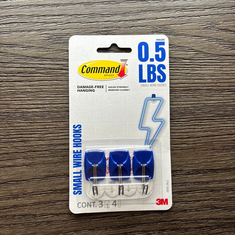 3M Command‎ Small Wire Hooks Blue 0.5 Lbs Pack of 3